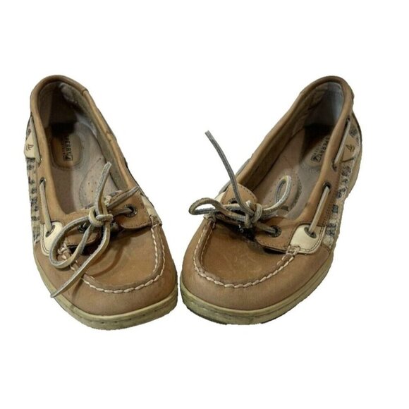 SPERRY Angelfish Leopard Sequin Topsider Womens Shoe Size 7.5M Tan 9102341 - Picture 1 of 14